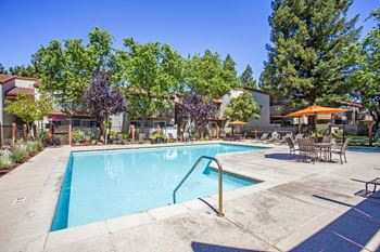 the swimming pool deck at Valley Plaza Villages, Pleasanton, CA